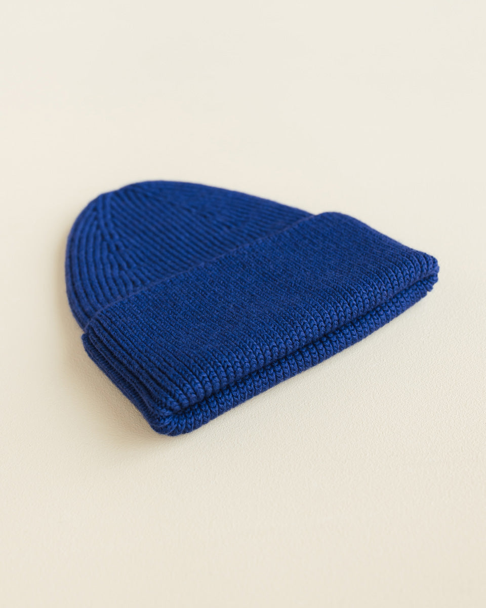 Hvid beanie Fonzie adult - Cobalt Blue