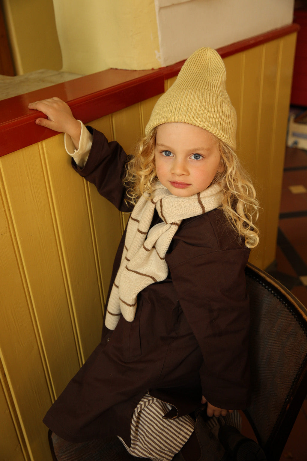 Hvid beanie Fonzie kids - Light Yellow