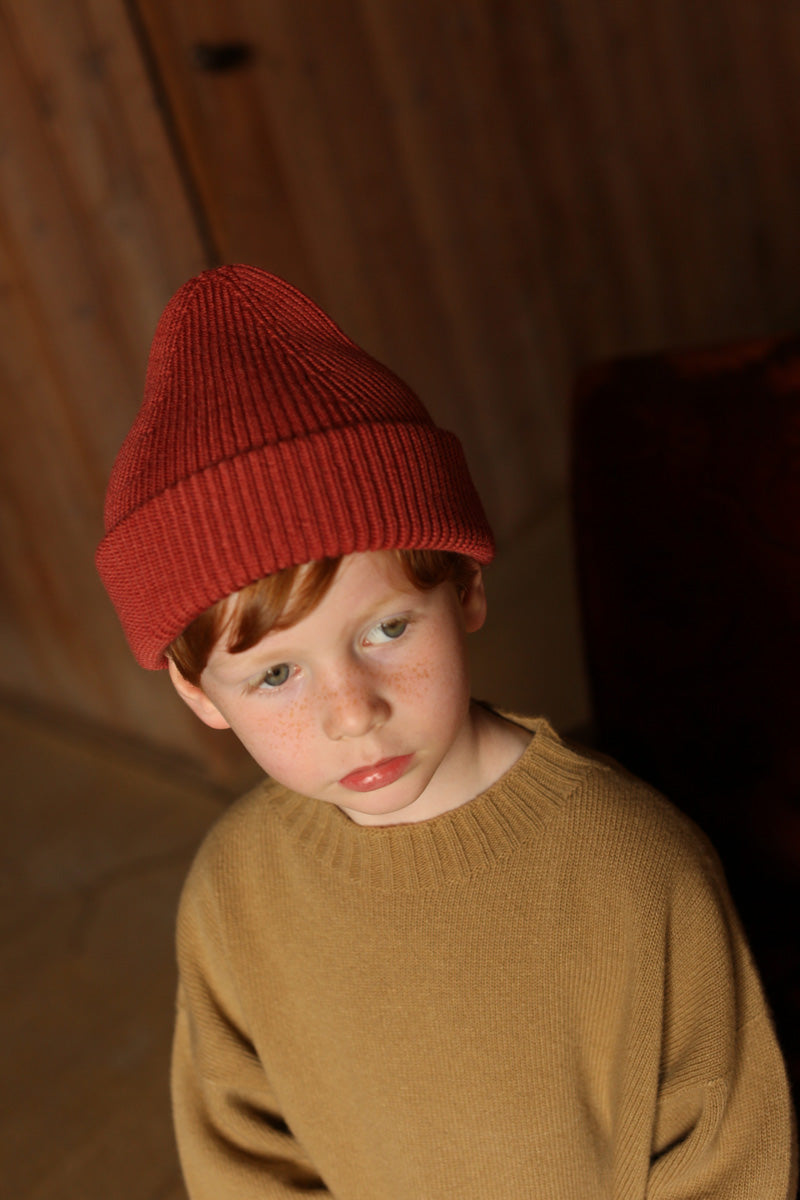 Hvid beanie Fonzie kids - Wild Berry