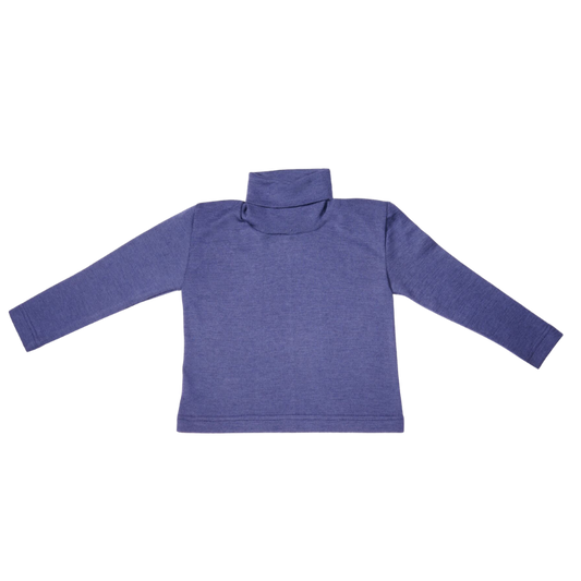 Cosilana Langarm-Rollkragenshirt aus Wolle/Seide - Navy