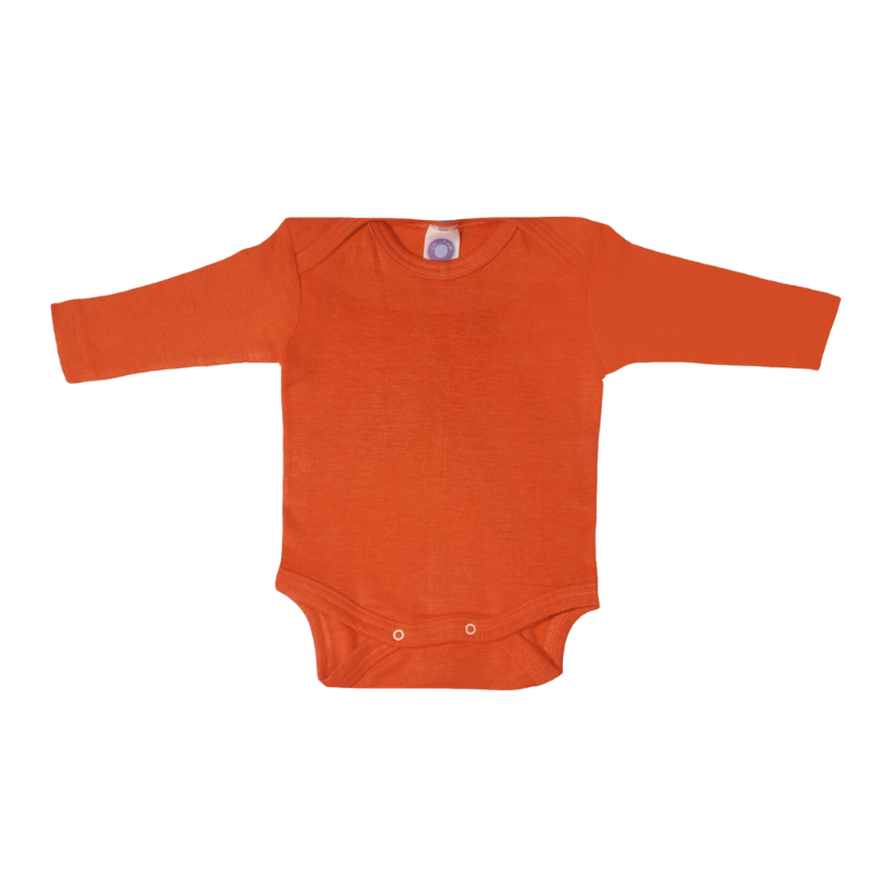 Cosilana Woll-Seiden-Strampler mit langen Ärmeln – Safran