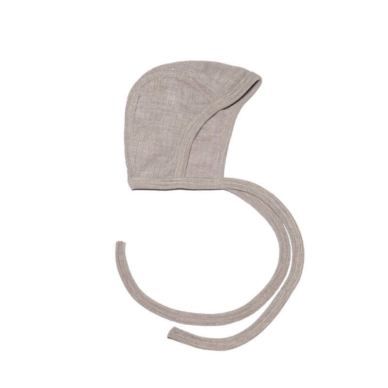 Cosilana Mütze aus Wolle/Seide/Baumwolle mit Schleife - Grau