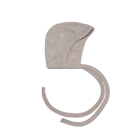 Cosilana Mütze aus Wolle/Seide/Baumwolle mit Schleife - Grau