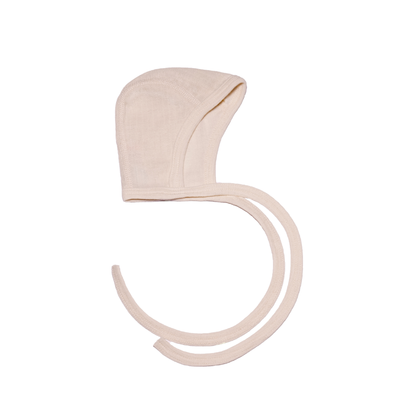 Cosilana Mütze aus Wolle/Seide/Baumwolle mit Schleife - Natur