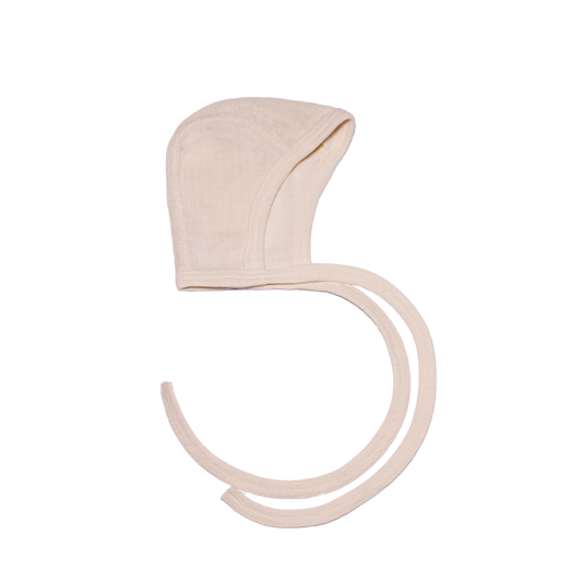 Cosilana Mütze aus Wolle/Seide/Baumwolle mit Schleife - Natur