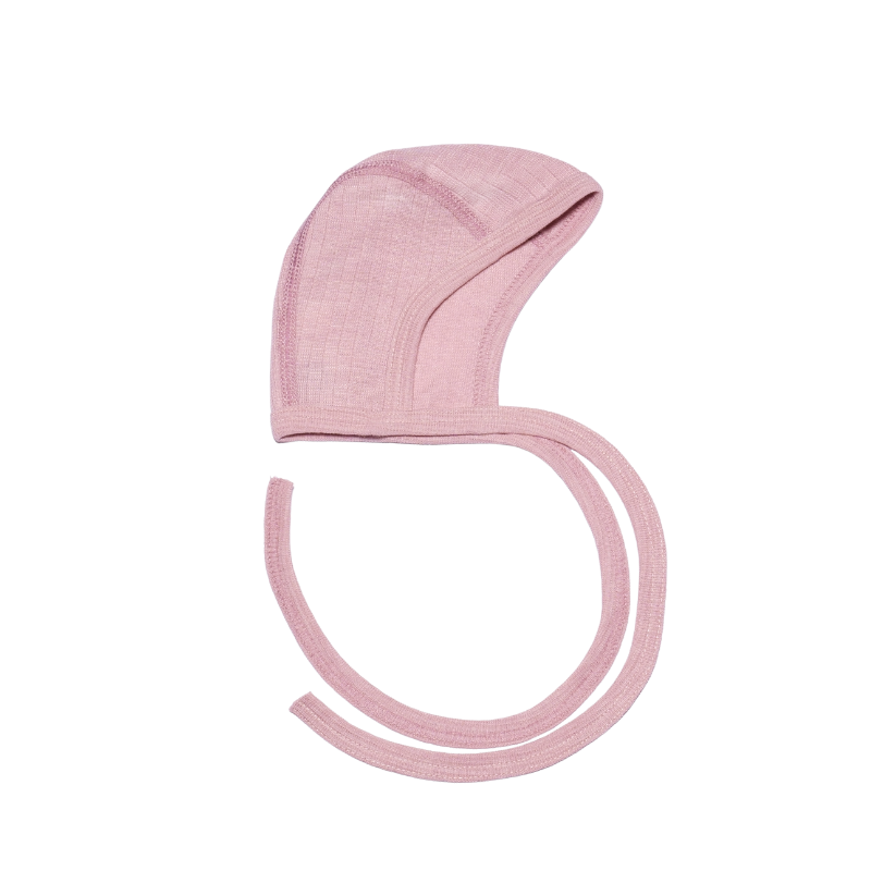 Cosilana Mütze aus Wolle/Seide/Baumwolle mit Schleife - Rosa
