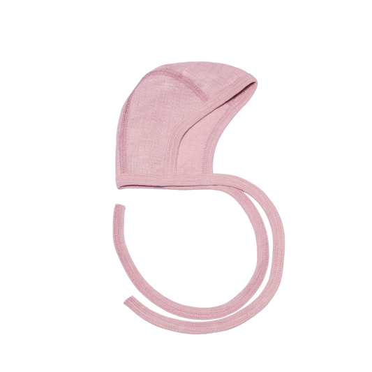 Cosilana Mütze aus Wolle/Seide/Baumwolle mit Schleife - Rosa