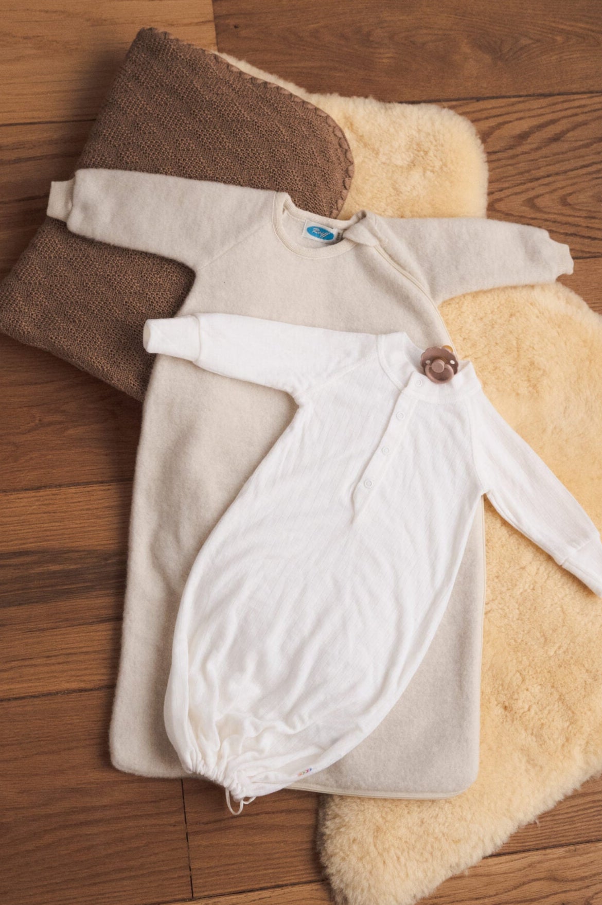 Reiff Wollfleece-Schlafsack mit Ärmeln – Natur