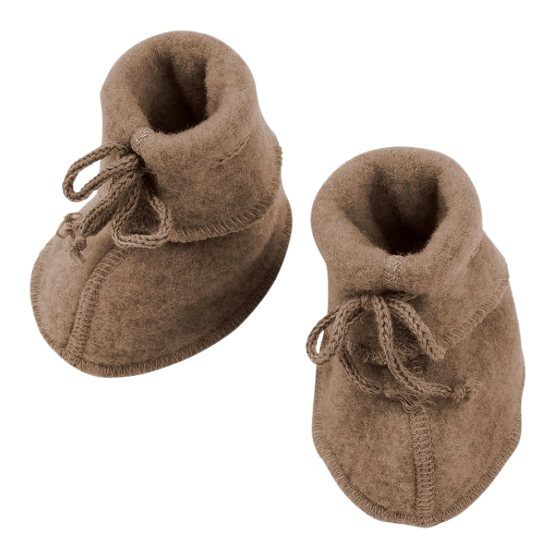 Engel Natur Wollfleece Babyschuhe – Walnuss