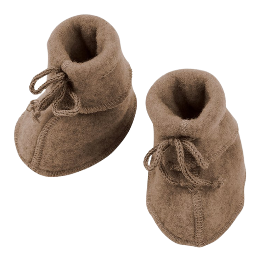 Engel Natur Wollfleece Babyschuhe – Walnuss
