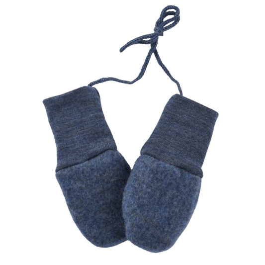 Engel Natur Wolffleece-Babyfäustlinge – Blau meliert