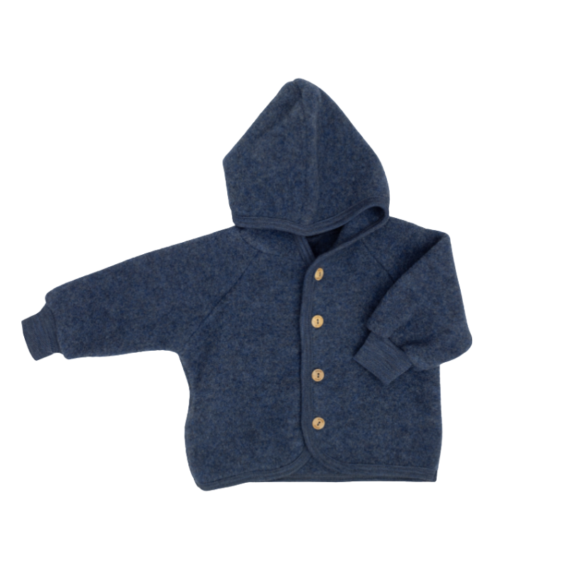 Engel Natur Wolffleece-Jacke – Blau meliert