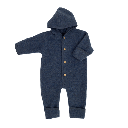 Engel Natur Wollfleece-Overall - Blau meliert