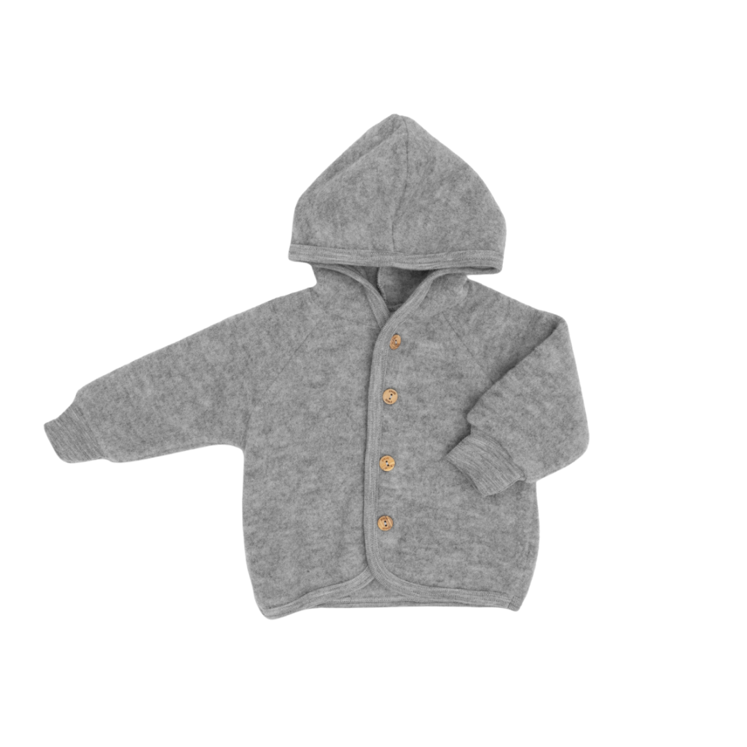 Engel Natur Wollfleecejacke - Hellgrau meliert