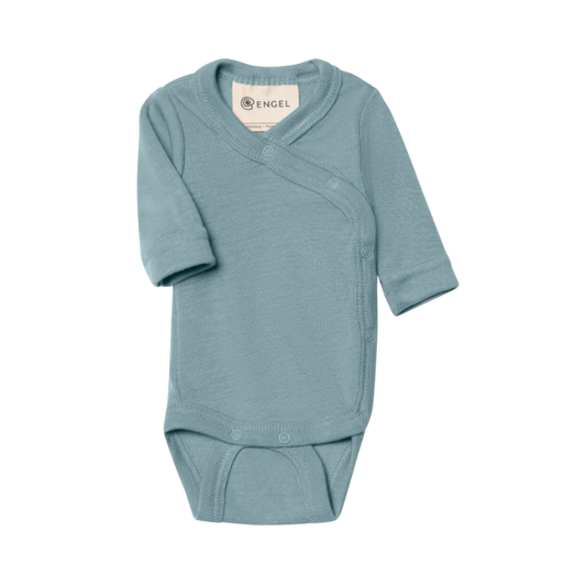 Engel Natur Wickelstrampler aus Wolle/Seide für Frühchen - Mountain Blue