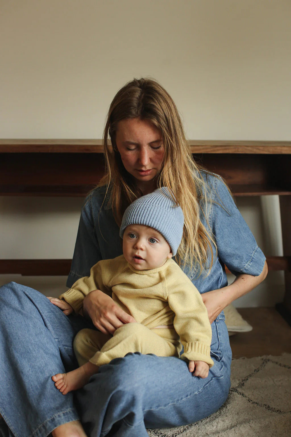 Hvid Mütze Fonzie Kinder - Hellblau