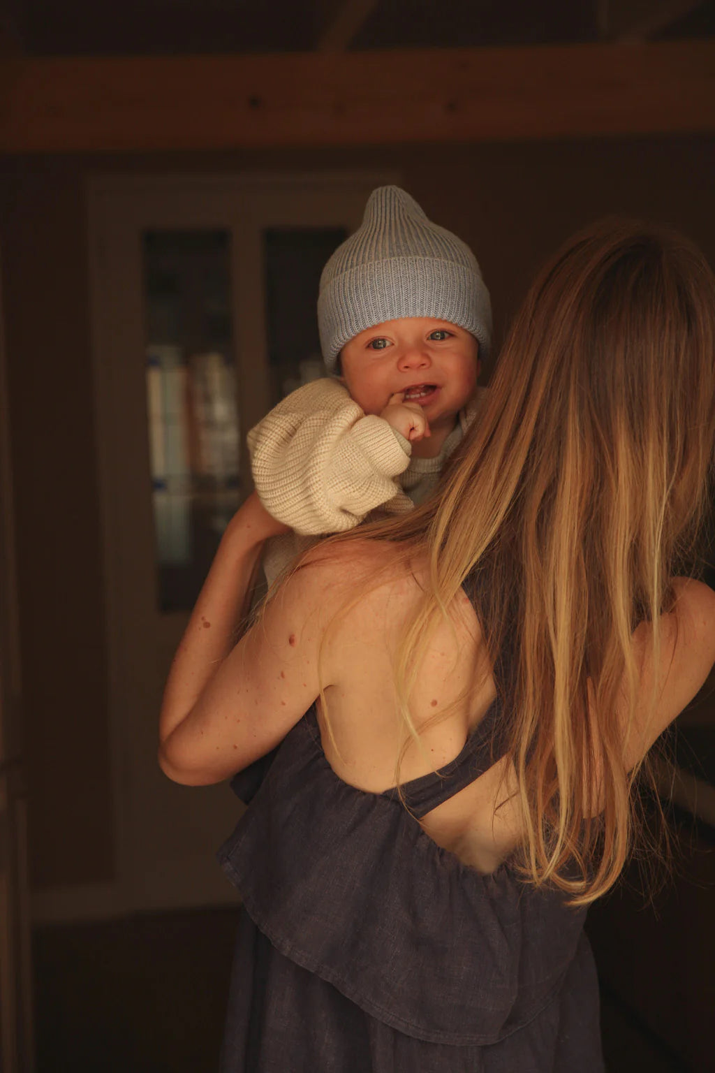 Hvid Mütze Fonzie Kinder - Hellblau