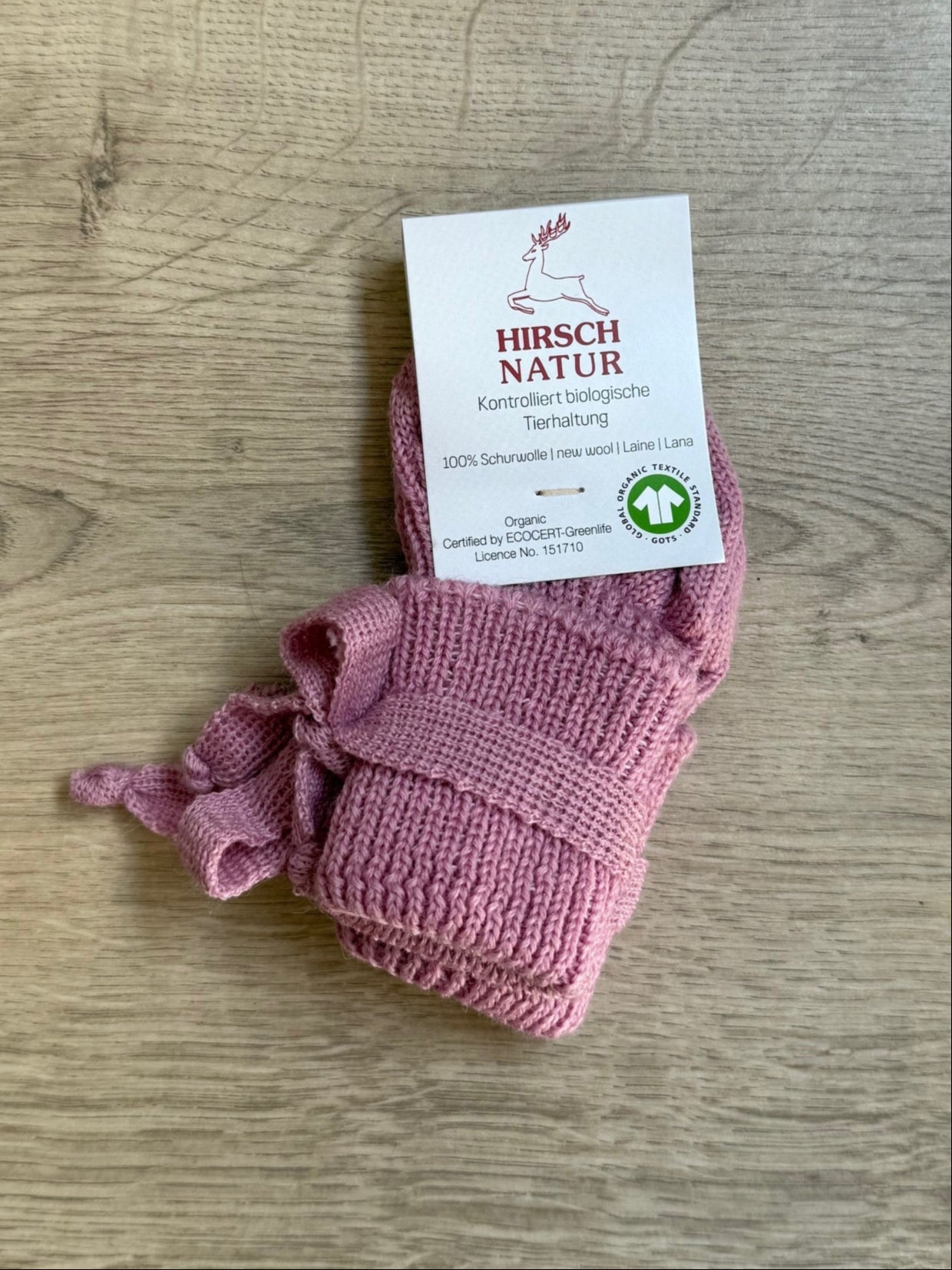 Hirsch Natur wollen striksokjes Rosa