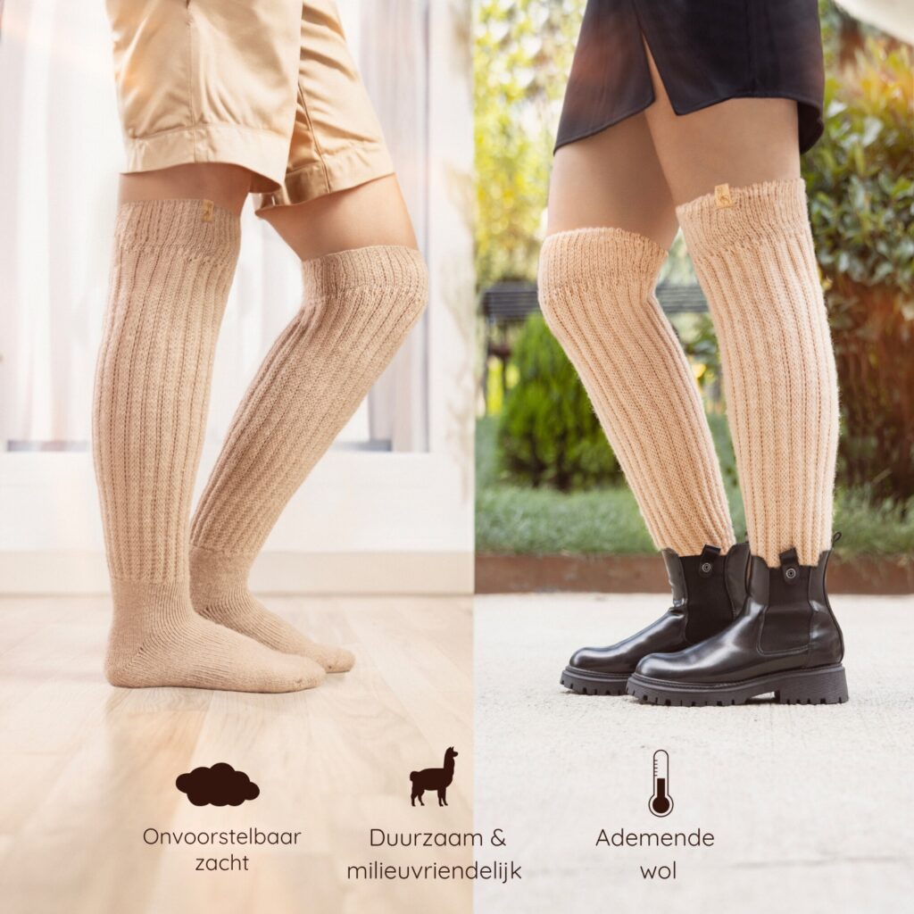 Inkari alpaca over-the-knee socks - Sahara