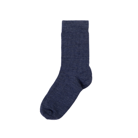 Joha dünne Wollrippsocken - Denim Melange