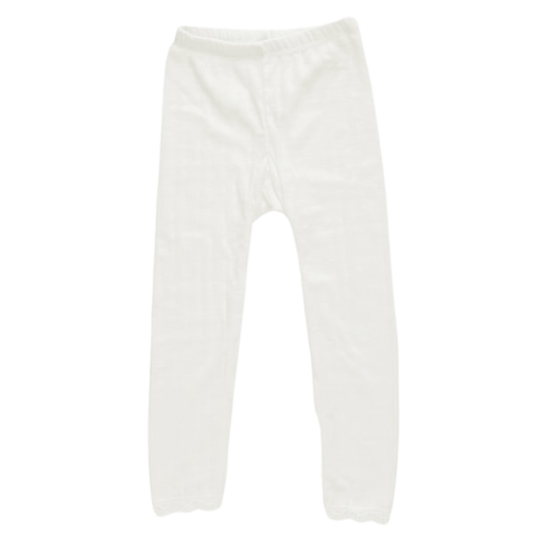 Joha Woll-/Seidenleggings Pointelle - Off White