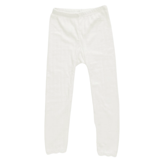 Joha Woll-/Seidenleggings Pointelle - Off White