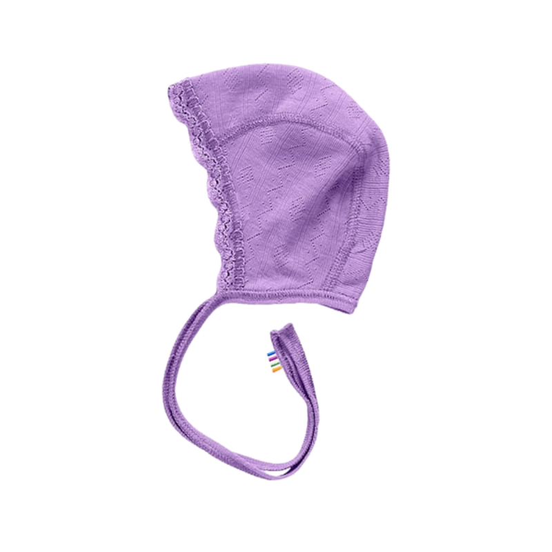 Joha wool/silk bow hat pointelle - Purple