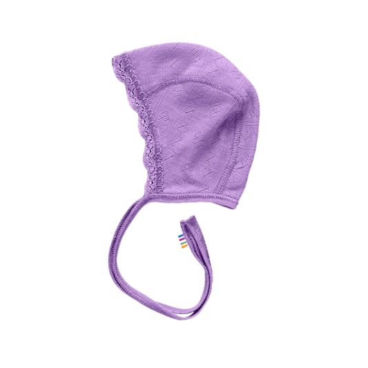 Joha Pointelle-Mütze aus Wolle/Seide mit Schleife - Lila