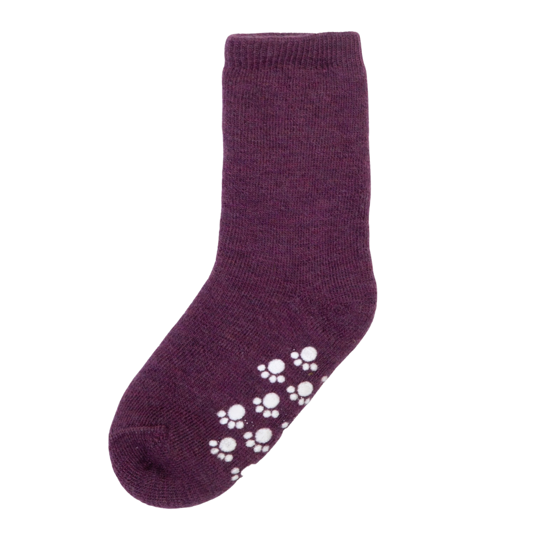 Joha wollen sokken met antislip - Aubergine Melange