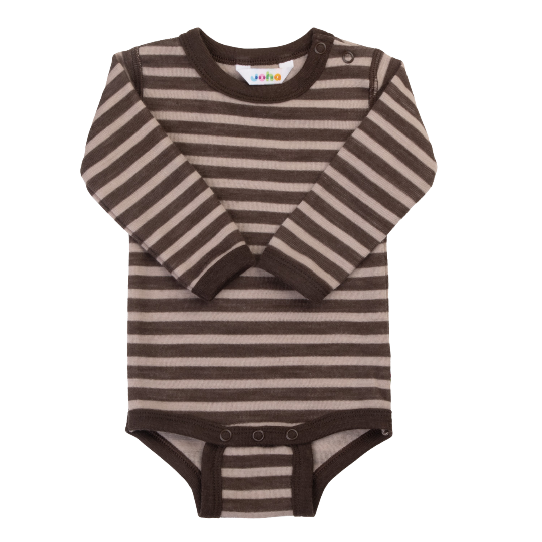 Joha wollen romper gestreept - Dark Brown