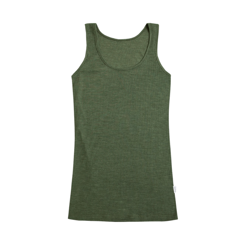 Joha wool/silk tank top rib women - Olivegreen