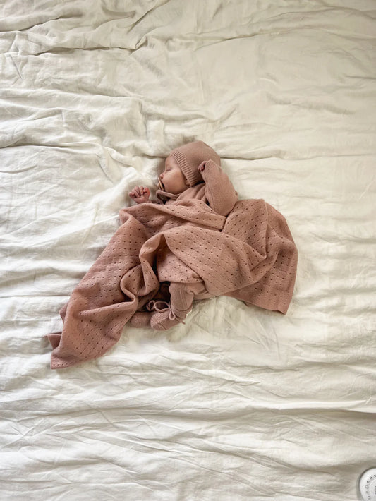 My Little Freckle Kaschmirmütze mit Schleife – Rosa