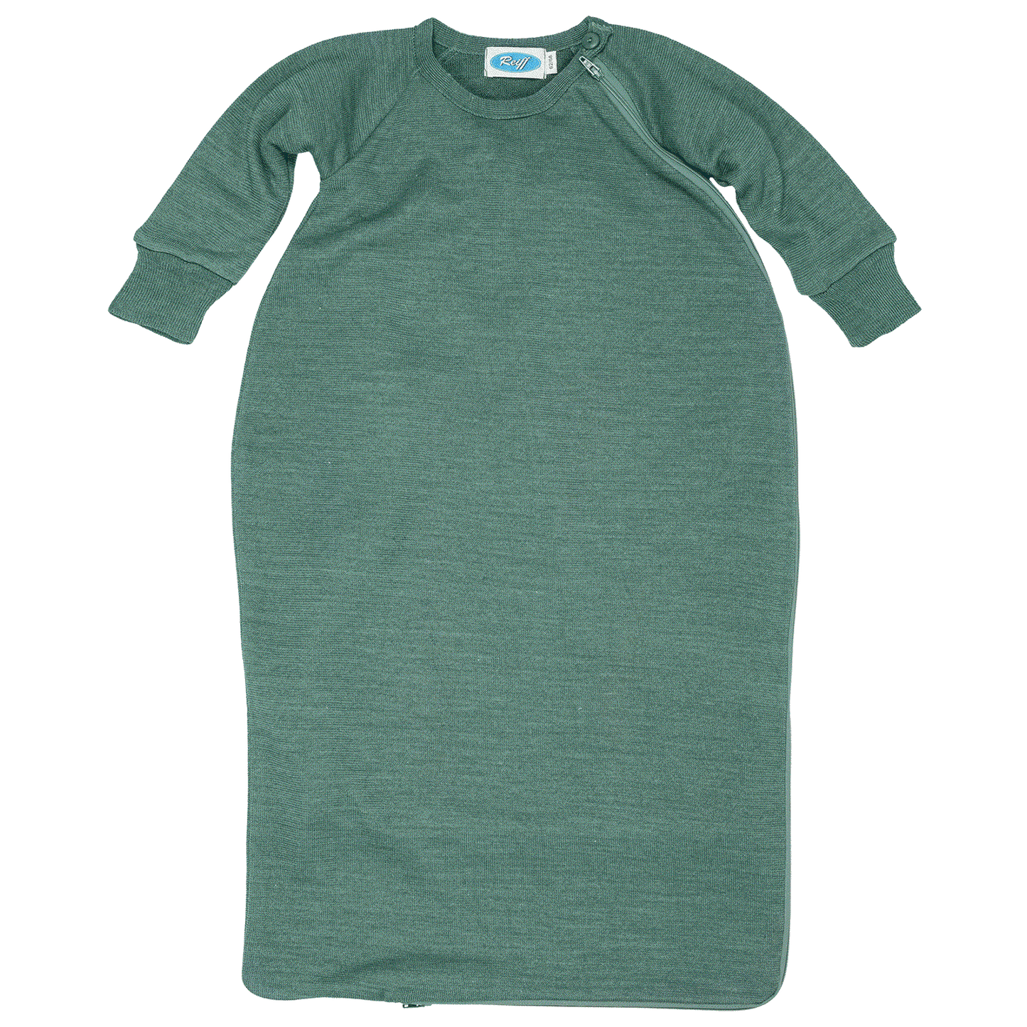 Reiff merino terry wol/zijde slaapzak met mouwen sage - de Wevershoek