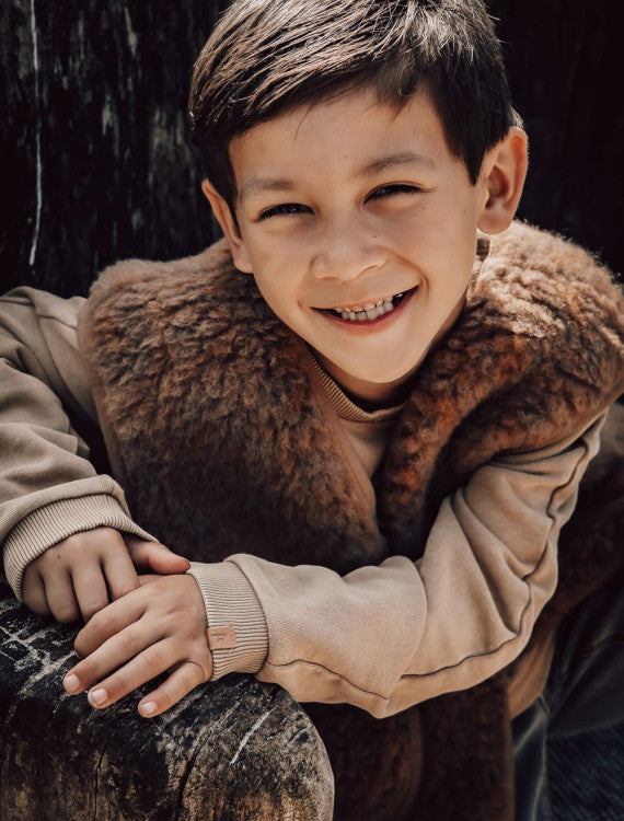 Alwero Alpen Junior Woll-Bodywarmer – Panther Camello |