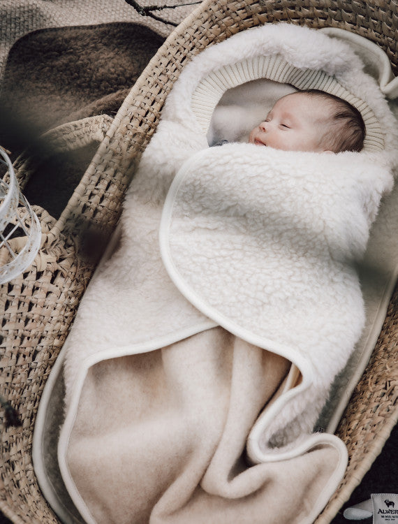 Alwero Woll-Wickeldecke Wingy Duo – Beige