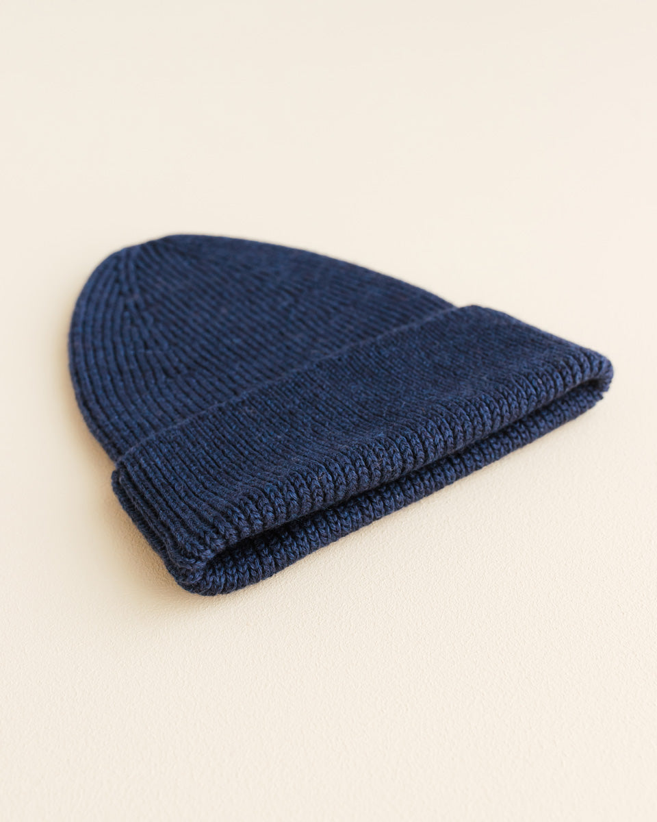 Hvid beanie Fonzie adult - Blue