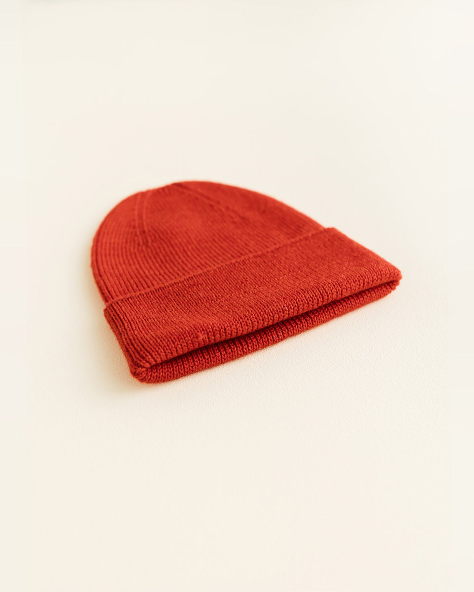 Hvid beanie Fonzie newborn - Red