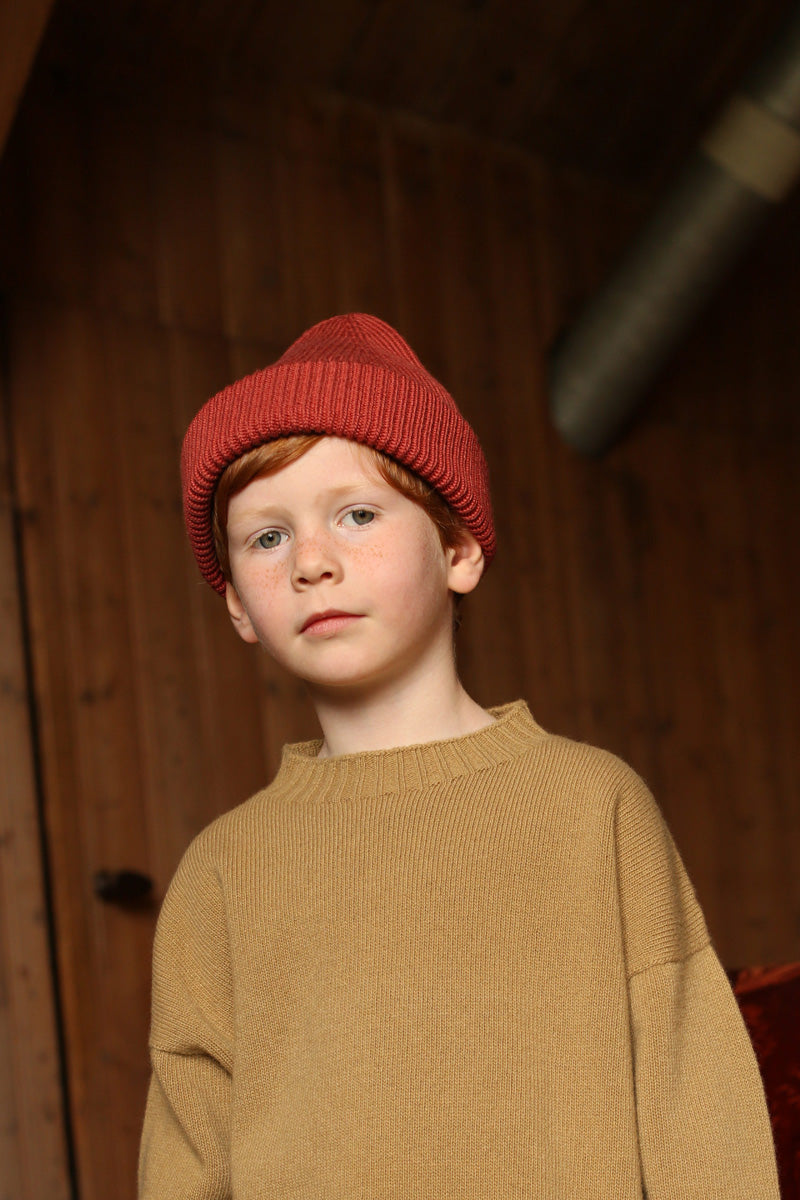 Hvid beanie Fonzie kids - Wild Berry