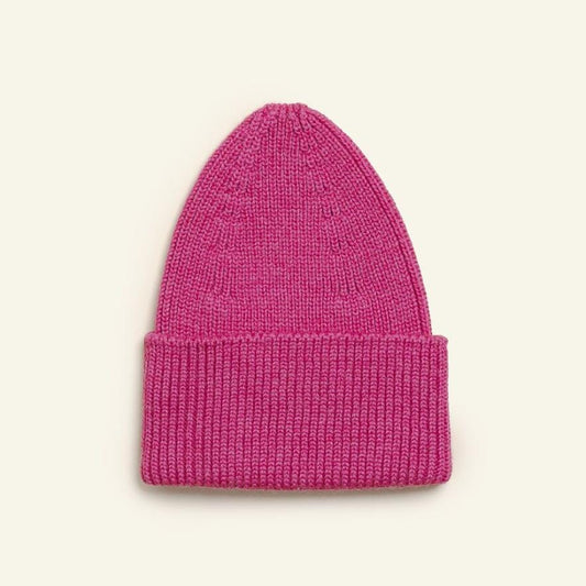 Hvid beanie Fonzie adult - Fuchsia