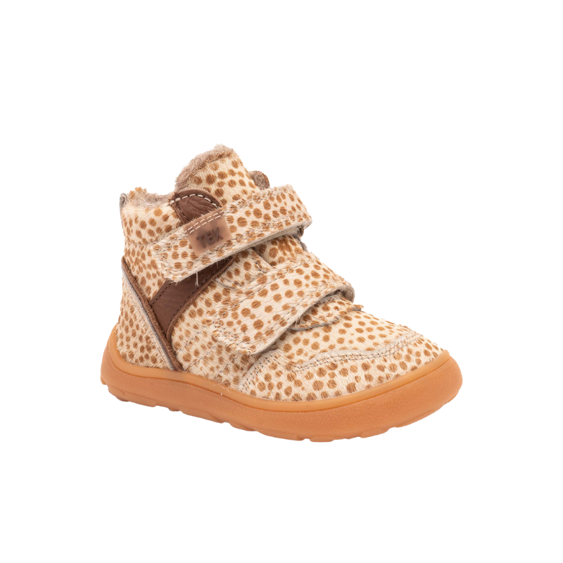 Bisgaard Becky TEX Barfußschuhe – Brown Dots | Wasserdichtes Leder & Wollfutter