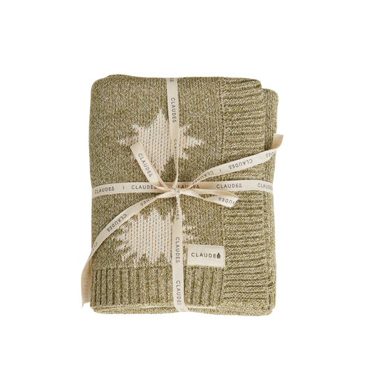 Claude & Co Cozmo Moon & Stars gebreide deken - Matcha