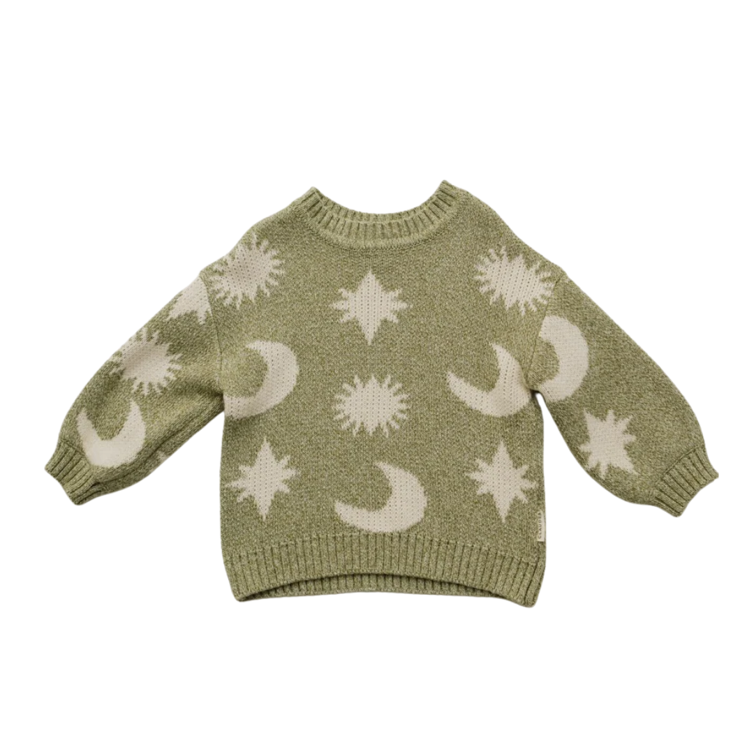 Claude & Co Cozmo Moon & Stars sweater - Matcha