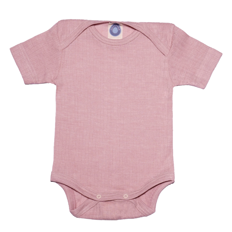 Cosilana Wolle/Seide/Baumwolle Strampler Kurzarm – Rosa