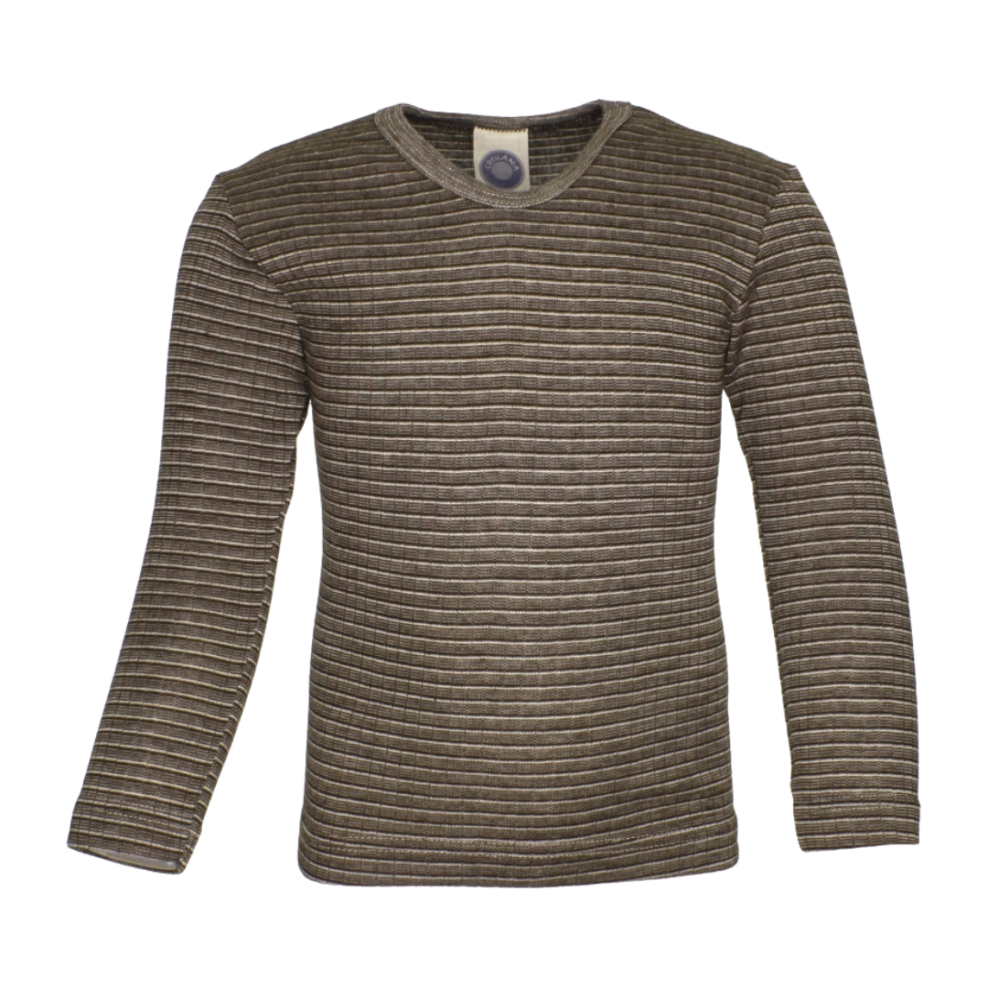 Cosilana wol/zijde/katoen longsleeve - Brown / Natural