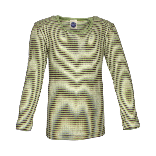 Cosilana wol/zijde/katoen longsleeve - Green / Plum / Natural