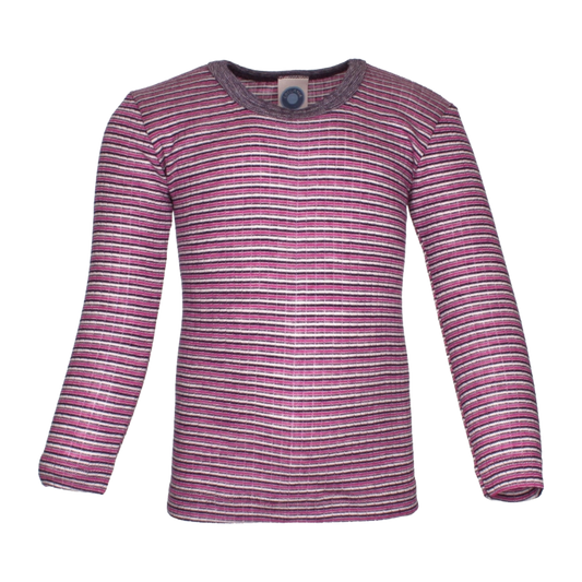 Cosilana wol/zijde/katoen longsleeve - Plum / Pink / Natural