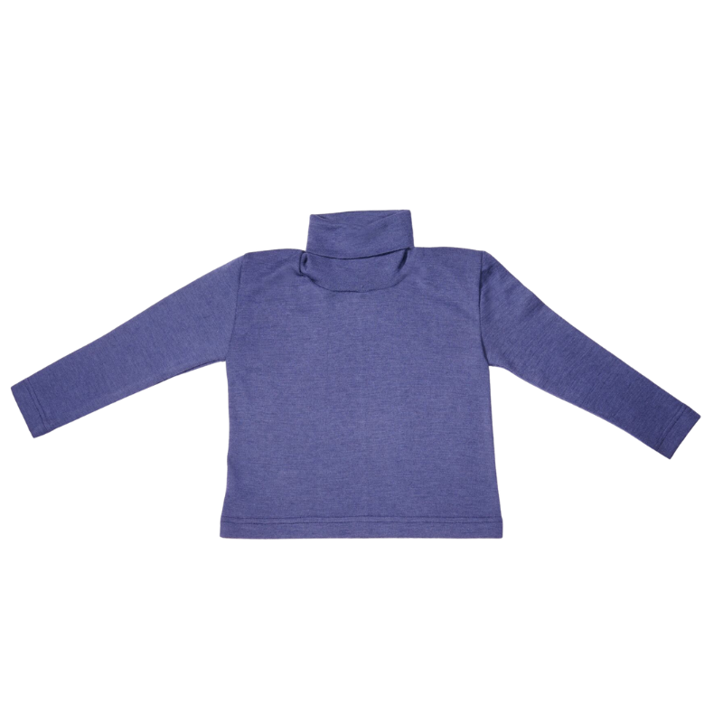 Cosilana Langarm-Rollkragenshirt aus Wolle/Seide - Navy