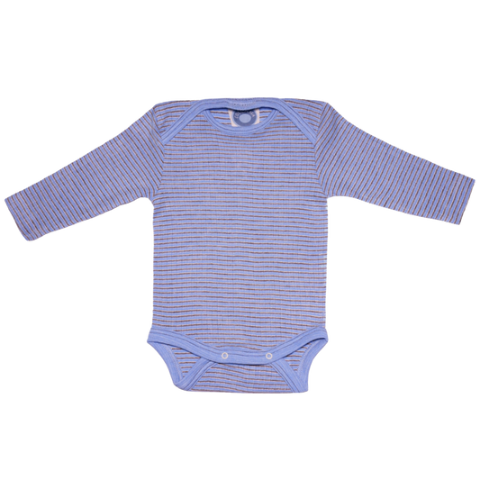 Cosilana wol/zijde/katoen romper - Blue / Brown / Natural