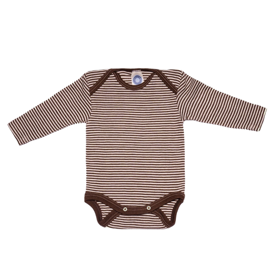 Cosilana wool/silk long-sleeved romper – Brown / Nature