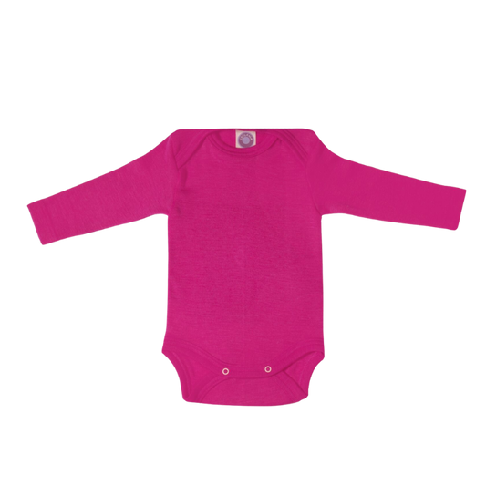 Cosilana Woll-Seiden-Strampler Langarm – Pep Pink